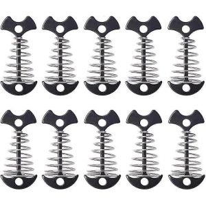 Lot De 10 Piquets De Tente En Planches De Pont, Piquets D'ancrage En Forme D'arete De Poisson Avec Boucle A Ressort Pour Camping En Plein Air Et Randonnee, Noir - Neuf