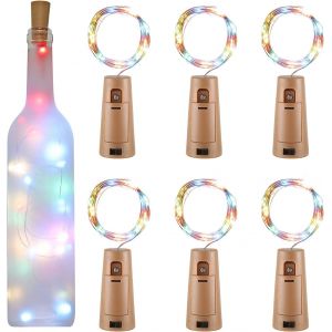JGD-Guirlande LED Bouteille 2m 20LEDs Bouteille Lumineuse, LED Bouchon Bottle Light &Eacute;tanche Fil D'argent Flexible D&eacute;coration pour Partie, Mariage (Color&eacute;) - Neuf