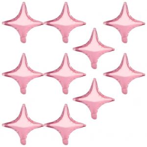 HJLIAN Lot de 10 ballons en aluminium en forme d'etoile a quatre branches de 25,4 cm, pour decoration de fete d'anniversaire ou de mariage (rose) - Neuf