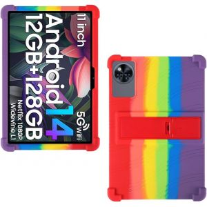 Coque Silicone pour DOOGEE U11/ Blackview Tab 90 WiFi/Blackview Tab9Wifi/ Blackview Tab 90 Tablette 11 Pouces, Housse de Protection avec Fonctions de Support pour DOOGEE U11, Noir - Neuf