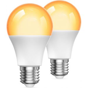 Ampoule Led E27 2000k, Ambre Chaud Blocage De La Lumi&egrave;re Bleue Veilleuse Led 9w (60w &Eacute;quivalent Lumi&egrave;re Chaude Doux Pour Chambre &Agrave; Coucher, Sommeil Sain, Lumi&egrave;re Pour Chambre De B&eacute;b&eacute;, 2pcs - Neuf