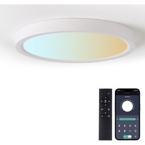 Subzonal-Plafonnier Led 30cm 28w 3125lm &Agrave; Intensit&eacute; Variable 3000-6500k Avec T&eacute;l&eacute;commande Luminaire Moderne Encastr&eacute; Plafonnier Ip44 &Eacute;tanche Pour Chambre &Agrave; Coucher, Salon, Cuisine - Neuf