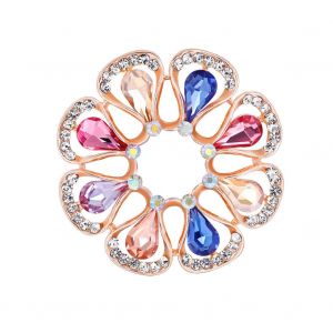 Broche Elegante En Strass Et Cristal Pour Femme, Fleur Creuse, Boucle Pour Foulard (A) - Neuf