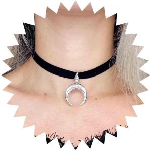 Kal-Collier Ras Du Cou En Cuir Punk Lune Collier En Cuir Noir Collier Pendentif Lune Argent Collier Velours Gothique Collier Chaîne Bijoux Pour Femmes Et Filles - Neuf