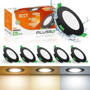 ERYI-Spot Led Encastrable 4W, Spot Etanche Salle De Bain Dimmable, Blanc Chaud 3000K Blanc Neutre 4000K Blanc Froid 6500K, Trou ¿55-68Mm, Ip44 Noir Spot Led Extra Plat Pour Cuisine Salon, Lot De 6 - Neuf