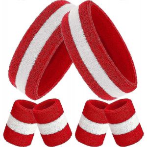 Ensemble De 6 Bandeaux Anti-Transpiration. Comprend Un Bandeau De Sport De 2 Pi&egrave;ces Et 4 Bracelets Anti-Transpiration - Neuf