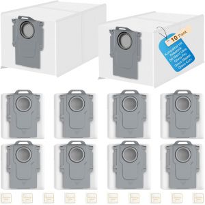 NouvelHorizonstore-Lot de 10 sacs d'aspirateur pour Roborock QV 35S/35A/Saros 10R/Saros 10/Qrevo Curv/Qrevo S5V/Q Revo/Qrevo S/Qrevo Pro/Qrevo Slim/Qrevo Maste/Qrevo Edge/S8 MaxV Ultra/QR598/QR798 Ac - Neuf