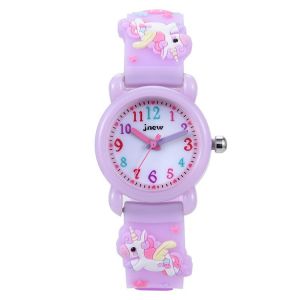 Montre Enfant (Licorne Violet Clair), Montre Analogique Pour Garçons Et Filles, Bracelet En Silicone Souple Pour Enfants, Montre À Quartz Pour Filles, Montre Facile À Lire Et À Apprendre L'heure - Neuf
