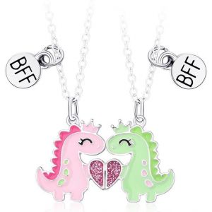 Kal-2 Pcs Amitié Pendentif Collier Ensemble, Meilleur Ami Cadeau D'anniversaire Collier, Joli Petit Collier Dinosaure, Collier Femme, Collier D'amitié Pour 2 Fille, Amitié Pendentif Collier - Neuf