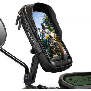 Waterproof Motorcycle Phone Holder, 360° Rotation Phone Holder With Touch Screen Door Phone Scooter For Phones Up To 7.2 Inches (Black) - Neuf