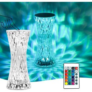 Kal-Lampe De Table Led En Cristal Sky Moderne Créatif Acrylique Diamant Chevet Lumière Tactile Et Gradable Avec Télécommande Rgb Changement De Couleur Veilleuse Dans La Chambre Et Le Salon - Neuf