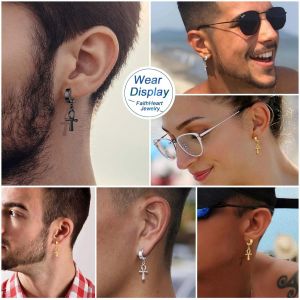 Tianyi-Boucle D'oreille Homme Femme,Bijoux Boucles D¿Oreilles Croix Ankh Gothique Hip Hop Punk Biker Femme Hommes Garçon (Boîte Cadeau) - Neuf