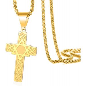 Kal-Croix &Eacute;toile De David Pendentif Collier Pour Hommes Femmes Crucifix Croix Pendentif Avec Hexagone Religieux Juif Christian Protection Bijoux Cadeau - Neuf
