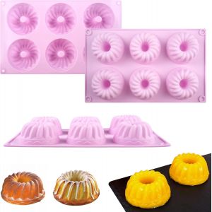 Jexnovashop-3 Pi&egrave;ce Mini Moule &Agrave; Kougelhopf Silicone 6 Capacit&eacute; 7 Cm Antiadh&eacute;sive Moule Silicone, Moules A Baba Au Rhum, Spirale Kouglof, Moules Cannel&eacute;, Charlotte Pour Muffins Jello G&eacute;latine G&acirc;teau - Neuf