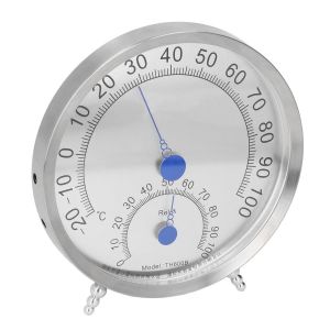 SUBZONAL-Thermom&egrave;tre Rond en Acier Inoxydable Ext&eacute;rieur - Hygrom&egrave;tre &Eacute;tanche pour Jardin et Maison (Avec Support) - Neuf