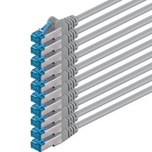Câble Réseau Cat6A Cat6 Cat6 10 Gbit/S 7,5 M | Gris - 10 Pièces | Cat6A | S-Ftp | Double Blindage[BLE7110830] - Neuf