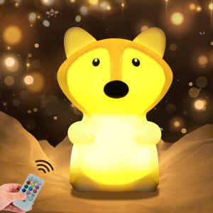 Veilleuse Pour Chambre D'enfant, Lampe Bébé Multicolore, Veilleuse Led 9 Couleurs, Veilleuse Bébé En Silicone (Télécommande + Variateur Tactile) - Renard Moyen - Neuf