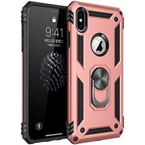Kal-Coque Apple Iphone Xs Max, Avec Anneau Support, Coque Etui Housse Iphone Xs Max Antichoc Militaire [Tough Armor] Heavy Duty Shock Proof Protective Housse Pour Iphone Xs Max- Rose Or - Neuf