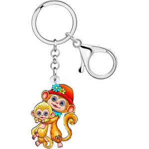 KAL-Cadeaux De F&ecirc;te Des M&egrave;res Pour Maman Porte-Cl&eacute;s En Acrylique Anime Monkey Fox Bunny Cat Pour Femmes Filles Portefeuille Porte-Cl&eacute;s De Voiture Anneaux De Porte-Cl&eacute;s - Neuf