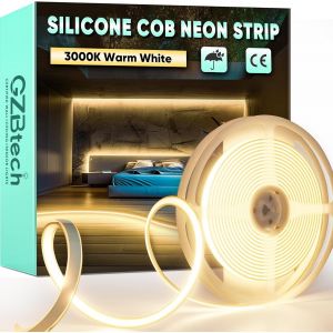Ac 220-240v Ruban Led Cob 1m, Blanc Naturel 4000k Flexible D&eacute;coupable Dimmable Etanche 1500lm/M 286 Led/M Bande Lumineuse Led Lumi&egrave;re Pour Tv R&eacute;tro&eacute;clairage, Armoire, Chambre, Cuisine - Neuf