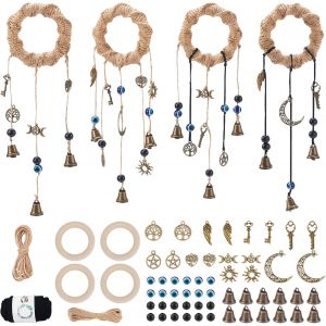 Nouvelhorizonstore-4 Set Carillon De Sorci&iquest;&iquest;Re Cloches De Sorci&iquest;&iquest;Res Avec 12pcs Kit De Fournitures De Sorcellerie Oeil Du Diable Avec Instruction Witchy Home Decor Pour Accroche-Porte De Jardin - Neuf