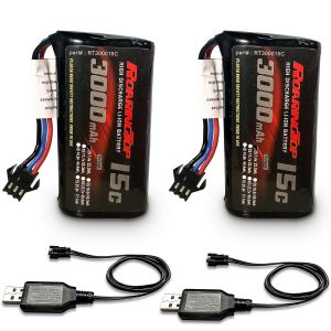 KYAOAYO-Batterie Li-Ion 7,4V 3000Mah 2S Batterie Rechargeable Avec Sm-3P Plug Pour De43 De60 Rc Racing Rc Voiture Batterie 1575 Camion À Benne Camion D'Ingénierie Voiture Jouet - Neuf
