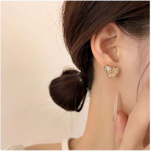 Kal-Boucles D'oreilles Coeur En Cristal Pierres Précieuses Boucles D'oreilles Coeur Boucles D'oreilles Coeur En Cristal Cz Boucles D'oreilles Coeur En Cristal Cz Bijoux Pour Femmes Et Filles - Neuf
