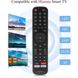 Nouvelle T&eacute;l&eacute;commande EN2BF27H pour Hisense LCD Smart TV, H43B7120 H43B7140 H43B7160 H43B7100 H43BE7000 H43BE7010 H43BE7030 H43BE7050 - Aucun R&eacute;glage Requis - Neuf