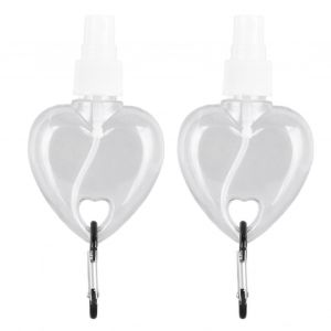 50ml de Voyage Trousseau Bouteilles 2 Pcs en Plastique transparent &Eacute;tanche Rechargeable Squeeze Conteneurs pour le Savon &agrave; la Main en Forme de Coeur - Neuf