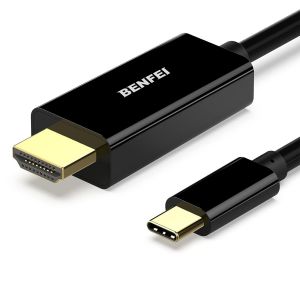 C&acirc;ble USB C vers HDMI 4K, C&acirc;ble Type C HDMI (Thunderbolt 3) Cordon plaqu&eacute; or (compact uniquement avec les p&eacute;riph&eacute;riques USB C prenant en charge le mode Alt DisplayPort)-1.8 M - Neuf