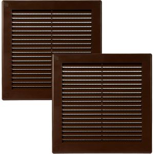 Kalanka-Lot De 2 Grilles D'aération Brunes - 200 X 200 Mm - Fentes D'aération Plates Carrées - Protection Contre Les Insectes Intégrée - Ouvertures D'aération Cvc Pour Salle De Bain, Bureau À - Neuf