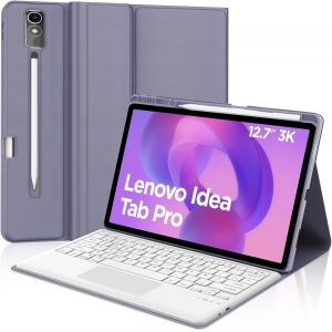 Clavier Avec Trackpad Pour Lenovo Idea Tab Pro 2025 12.7"", Coque Avec Azerty Français Clavier Détachable Avec Smart Touchpad E Porte-Crayon Pour Lenovo Idea Tab Pro 2025, Violet - Neuf