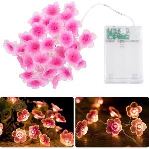 KAL-4 M Led Guirlande Lumineuse Rose,Guirlande Lumineuse Led En Fleurs De Cerisier,Led Guirlande De Fleurs À Piles,Lumières Décoratives Usb À Piles,Pour Noël,Chambre À Coucher,Mariage - Neuf