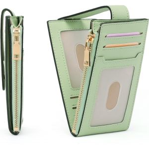 CAUC-Portefeuille Femme en Cuir v&eacute;ritable Blocage RFID Porte-Cartes de cr&eacute;dit, Petit &agrave; Fermeture &eacute;clair Porte Monnaie pour Femmes avec 9 Emplacements de Carte - Neuf