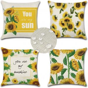 Cauc-Lot De 4 Housse De Coussin D'ext&eacute;rieur, Imperm&eacute;able D&eacute;coratif Housses De Coussin En Coton Lin Taie Oreiller De Canap&eacute; Et Moderne Housse Coussin Pour De Canap&eacute; (Jaune Frais, 45 X 45 Cm (Lot De 4) - Neuf