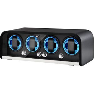 Remontoir Automatique 4 Montres (Noir) ; Moteur Ultra-Silencieux ; 4 Modes De Rotation ; &Eacute;clairage Led Int&eacute;gr&eacute;. Cadeau Id&eacute;al. - Neuf