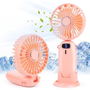 KALANKA-Ventilateur à Main, Ventilateur Portatif, Petit Ventilateur De Poche 5 Vitesses Avec Base, Mini Ventilateur USB Portable Silencieux Puissant Table Pour Bureau, Extérieur (Rose) - Neuf