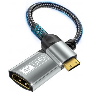SUBZONAL-Adaptateur Mini HDMI vers HDMI, 4K@60Hz 1440P@144Hz Mini HDMI M&acirc;le vers HDMI Femelle C&acirc;ble UHD HDR Arc HDCP, Compatible avec Raspberry Pi Zero Cam&eacute;ra TV Ordinateur Portable Moniteur - Neuf