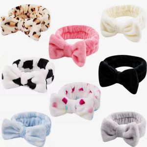 8 Pi&egrave;ces Bowknot Bandeaux, &Eacute;lastique Coral Spa Bandeau Visage, Maquillage T&ecirc;te Wraps Bandeau Pour Femme Fille Yoga Visage Lavage Douche Soins De La Peau 8 Couleurs - Neuf