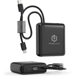 CMJAAGUR-Batterie Externe Charge Rapide, 10000Mah Power Bank Petite, Usb C Pd 20W Avec Cable Intégré, Super Léger 171G, Affichage Led, 3-Ports Mini Chargeur Portable Pour Iphone, Samsung,Xia[M1788] - Neuf