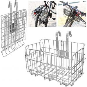 Panier À Vélo Montagne Panier Bicyclette Pliable En Maille Métallique,Panier De Vélo Avant Pliable,Panier De Caisse Amovible Pour La Plupart Des Vélos Pliants Vtt.[R190] - Neuf