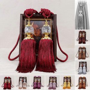 2pcs Rideau Embrasse Pompons Perlés Rideau Embrasse Corde Fenêtre Rideaux Décoration Pompon Embrasses Rideau Lien Corde Accessoire - Neuf