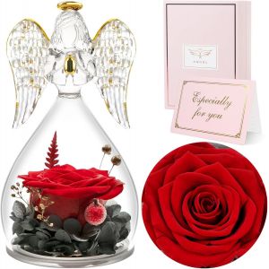 Eternal Rose Gift For Women,Eternal Flower With Angel Figurine,Birthday Gift For Women,Eternal Pink Angel For Mom,Grandma Gifts,Christmas Gifts,Valentine's Day,Mother's Day.[S91] - Neuf