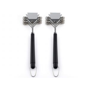 Ensemble de 2 brosses et grattoirs pour nettoyer les grilles et les cuisini&egrave;res de barbecue - Neuf