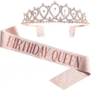 Ensemble Ceinture Et Diadème En Strass « Anniversary Queen » : Des Accessoires Glamour Pour Des Fêtes D'anniversaire Inoubliables - Neuf