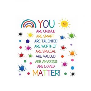 Coloré et inspirant stickers muraux pour les filles et les garçons de salle, de l'éducation et positive stickers muraux pour enfants, arc-en-ciel de motivation des peintures murales - Neuf