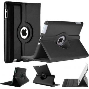 Étui Rotatif Pour Ipad 2/Ipad 3/Ipad 4 (Ancien Modèle) 9,7"" Rotation À 360° En Cuir Pu Résistant Aux Chocs Avec Fonction Veille/Réveil Automatique (Noir) - Neuf