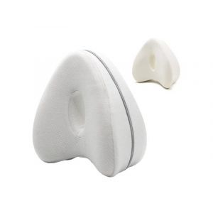 Oreiller De Genou En Mousse &Agrave; M&eacute;moire De Forme Pour Dormeurs Lat&eacute;raux, Housse Amovible, Blanc, 25 X 23 X 15 Cm - Neuf