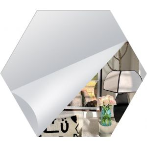 loc-4 Pi&egrave;ces Miroir Mural Autocollant 20 X 20 Cm,Antid&eacute;flagrant Hexagone Flexible Miroir Autocollant Adhesif Mural Pour D&eacute;coration Chambre Salon Bain - Neuf