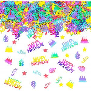 Lot de 100 confettis de table à paillettes Happy Birthday, multicolores, grands, décoration à disperser aux couleurs de l'arc - en - ciel, serpentins, décoration d'anniversaire pour homme et - Neuf